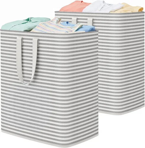Vista 43 de Lifewit Cestas de lavandería grandes de 75 litros, bolsas para cestas de Beige