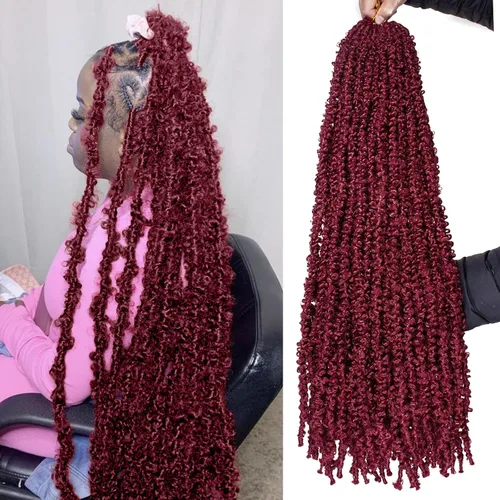 Vista 27 de Leeven Cabello de ganchillo de 12 pulgadas de color marrón mariposa 30#