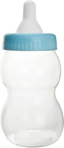 Vista 2 de FIREFLY IMPORTS Jumbo Milk Baby Bottle Coin Bank Contenedor de plástico Baby Shower Game Favor, 13 pulgadas, azul bebé claro