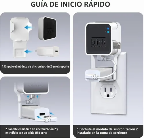 Vista 5 de Unidad flash USB Blink de 256 GB y soporte de pared para Blink Sync Module 2 con cable corto, ordena, ahorra espacio y mejora la seguridad sin