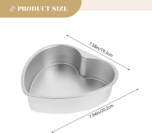 Vista 5 de Kichvoe Molde de aluminio antiadherente con forma de corazón de 8 pulgadas con parte inferior extraíble para San Valentín, cumpleaños, hornear