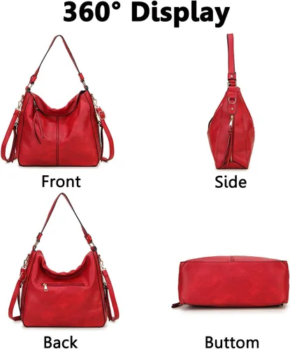 Vista 7 de VONXURY - Bolso de mano de piel sintética para mujer, bolso de hombro grande con bolsillos laterales para trabajo y viajes
