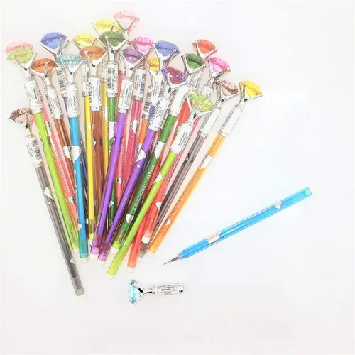Vista 6 de Bolígrafos de gel de tinta multicolor con forma de diamante de 7 pulgadas (paquete de 24) para escribir, dibujar, notas, diario diario, diario