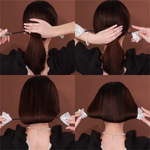 Vista 3 de Ins Style Rizador de Cabello Perezoso Elegante, Creador de Moño de Cabello de Cristal, Accesorios para el Cabello de Moño con Peinado de Torsión