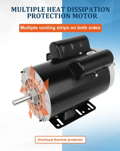 Vista 5 de Motor eléctrico de 5HP 3450 RPM, compresor de aire monofásico,5/8 "Diámetro del eje laminado de acero Shell 60 HZ,208V-230V