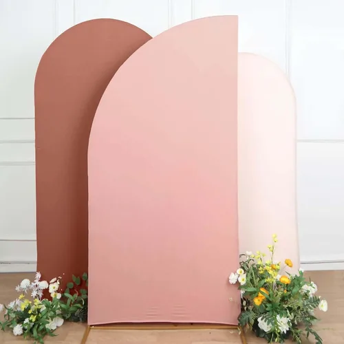 Vista 151 de Efavormart - Juego de 4 fundas de elastano beige para arco de media luna, fundas de telón de fondo Chiara de 2.5 pies a 7 pies para escenarios