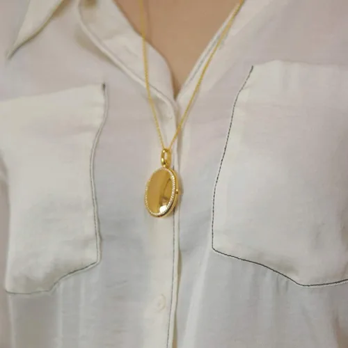 Vista 7 de BAUBUY Collar con medallón de plata de ley, colgante de oro ovalado con foto, medallón que sostiene fotos, collar de recuerdo y joyería