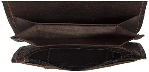 Vista 3 de Billys Biker Gear Cartera de cuero marrón envejecido con cadena plegable