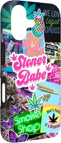 Vista 3 de Girly Stoner - Funda para iPhone 17 con collage de cannabis, marihuana 420
