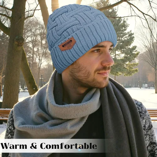 Vista 116 de Loritta Gorro de invierno cálido de punto grueso y holgado para hombre