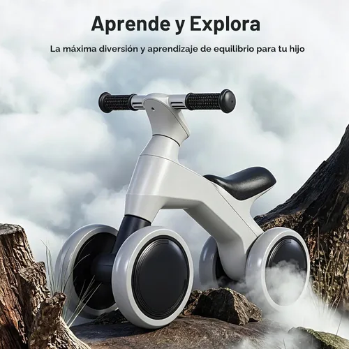 Vista 2 de Bicicleta de equilibrio para niños pequeños - Ruedas antiruido, sin pedal, anti-punta (gris)