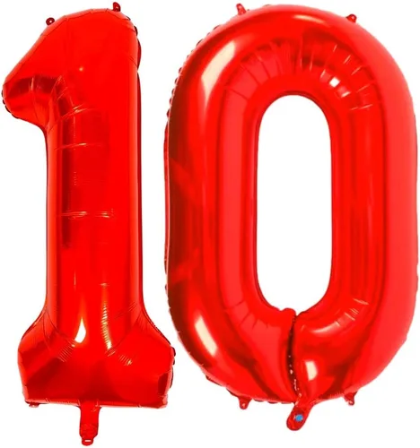 Vista 6 de DIWULI Globos de números rojos de 40 pulgadas, globo grande del número 6, globos rojos grandes, decoraciones de fiesta de cumpleaños de helio