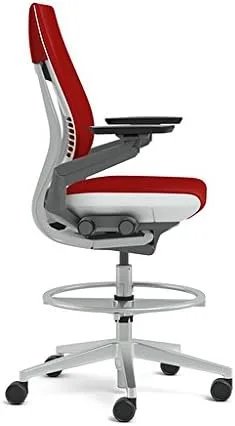 Vista 3 de Steelcase Gesture 442 - Taburete de tela berenjena, respaldo envuelto, marco ligero