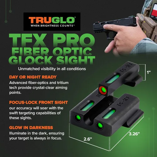 Vista 2 de Truglo TFX PRO - Mira de pistola, tritio brillante a prueba de golpes y vista nocturna de fibra óptica para pistolas, compacta, duradera y sin