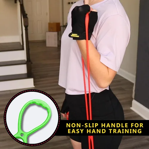 Vista 3 de Walk At Home Guantes de entrenamiento negros Happy Walking Fitness para hombres y mujeres con 7 anillos ajustables bandas de resistencia bandas
