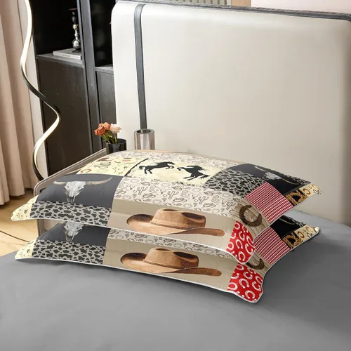 Vista 7 de Juego de funda de edredón de vaquero occidental, 100% algodón, para niños y niñas, juego de funda de edredón con estampado de piel de vaca