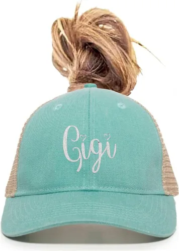 Vista 18 de Go All Out Gigi Idea de regalo para abuela, tía, coleta, visera bordada, sombrero para papá