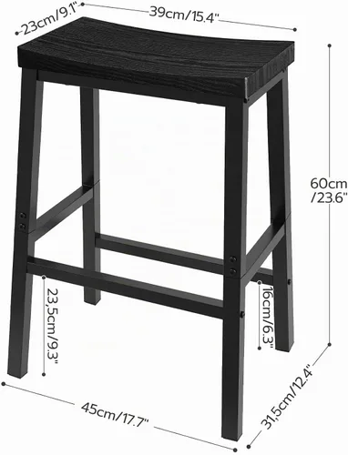 Vista 3 de HOOBRO Taburetes de bar, juego de 2 sillas de bar, taburetes de silla de montar de 23.6 pulgadas, taburetes de encimera de cocina con reposapiés