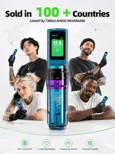 Vista 9 de Mast Tattoo Máquina de tatuaje plegable Pro inalámbrica Azul