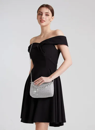 Vista 3 de YIKOEE Bolso de mano brillante con diamantes de imitación para mujer, con cadena gruesa