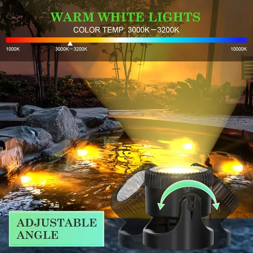 Vista 4 de SoulBay Luces LED bajo el agua, paquete de 4 P68 impermeables de bajo voltaje iluminación de paisaje con temporizador de 8 horas para fuente