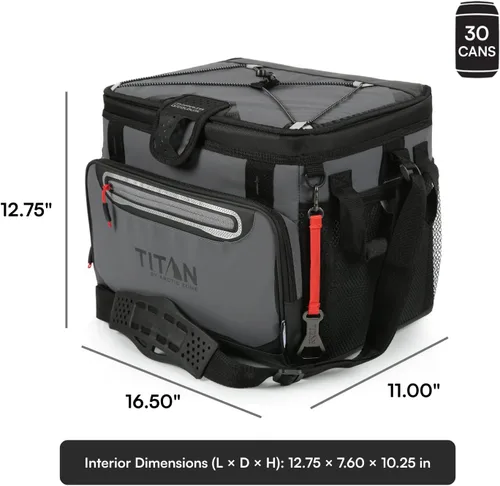 Vista 7 de Titan by Arctic Zone Deep Freeze Cooler - Zipperless Hardbody Cooler - Deep Freeze Insulation, HardBody Liner, and SmartShelf Gris Piel de Tiburón