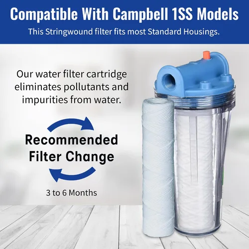 Vista 3 de Complete Filtration Services (CFS) - Filtros de sedimentos de 5 micras compatibles Campbell 1SS-30 10"x2.5" Whole House String Wound Sediment