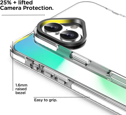 Vista 5 de AICase Funda protectora para iPhone 16 compatible con iPhone 16, delgada, ligera, transparente [no amarillenta] Diseño vibrante