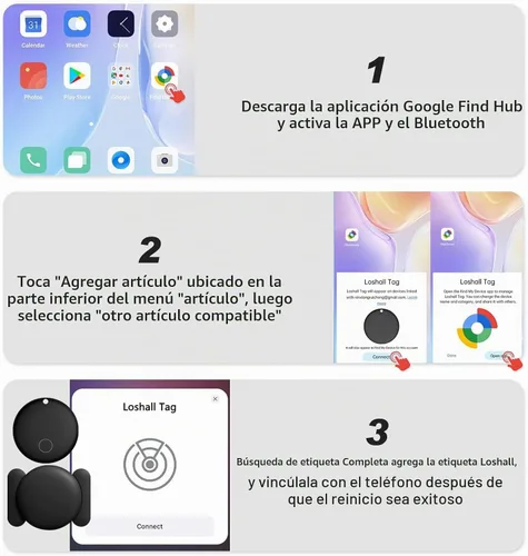 Vista 7 de Rastreador GPS para vehículos, rastreador de coche GPS oculto con funda magnética, funciona con Google Find My(sólo Android), localizador de coche