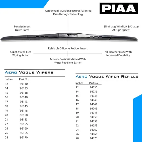 Vista 5 de Piaa 96135 Aero Vogue - Limpiaparabrisas de silicona (14 pulgadas, 13.780 in, 1 unidad)