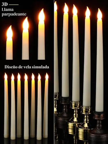 Vista 3 de 30 velas LED sin llama de 11 pulgadas a granel, estilo clásico, marfil