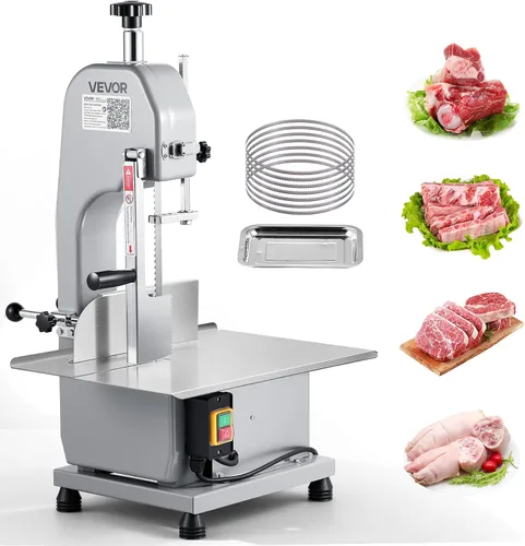 Vista 12 de Sierra de banda eléctrica comercial para carne, máquina de sierra ósea vertical de acero inoxidable de 1500W, banco de trabajo de 19.3" x 15