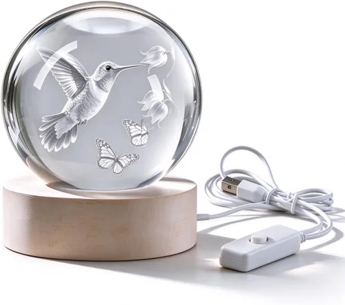 Vista 10 de Lámpara de mariposa, 2.36 pulgadas 3D K9 bola de cristal luz