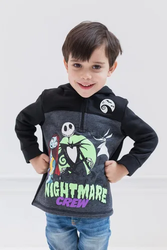 Vista 2 de Disney Nightmare Before Christmas Jack Skellington Oogie Boogie Sally - Sudadera con capucha de forro polar con cremallera de un cuarto para niños
