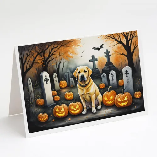 Vista 50 de Caroline's Treasures DAC2042GCA7P Golden Retriever - Tarjetas de felicitación y sobres de Halloween espeluznantes, paquete de 8 tarjetas en blanco