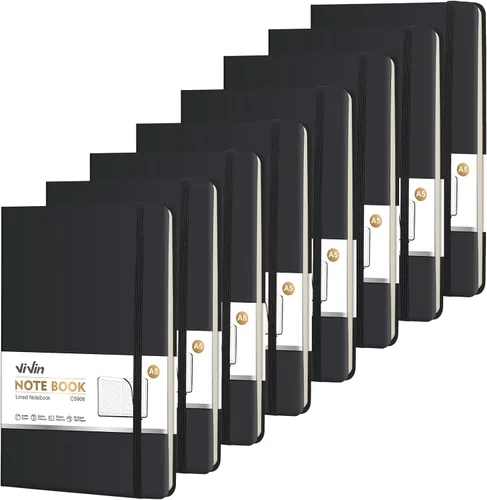 Vista 24 de ViVin Cuadernos de diario rayados para trabajo, 192 páginas, tamaño mediano de 5.5 x 8.3 pulgadas, rayado universitario, cuadernos A5 de tapa dura