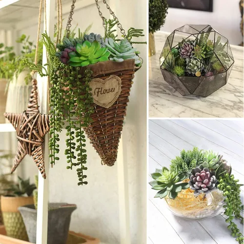 Vista 5 de Anoak Plantas suculentas artificiales, juego de 16 piezas de suculentas falsas sin maceta, decoración floral de alta calidad para decoración floral