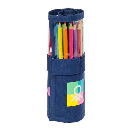 Vista 2 de Plumier Benetton Cool Azul marino 7 x 20 x 7 cm Enrollable 27 Piezas