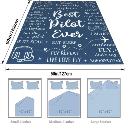 Vista 3 de Regalos de Piloto para Hombres, Regalos de Cumpleaños/Aviación/Avión para Pilotos/Papá/Esposo/Tío, Mantas de Avión 60"X50