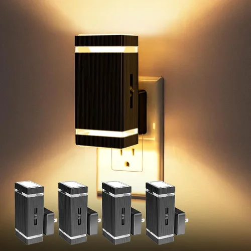 Vista 9 de DORESshop Luz nocturna LED brillante enchufable [2 unidades], luces nocturnas enchufables a la pared con sensor de atardecer a amanecer, luces