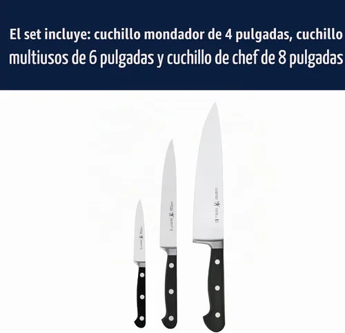 Vista 7 de HENCKELS Classic Razor-Sharp - Juego de cuchillos de cocina de 3 piezas, cuchillo de chef, cuchillo de pelar, cuchillo utilitario, ingeniería