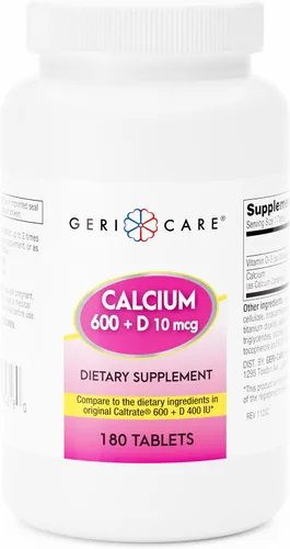Vista 8 de GeriCare Calcio 600mg - Vitamina D 10mcg Tabletas - Salud ósea - Suplemento nutricional, 60 unidades (paquete de 1)