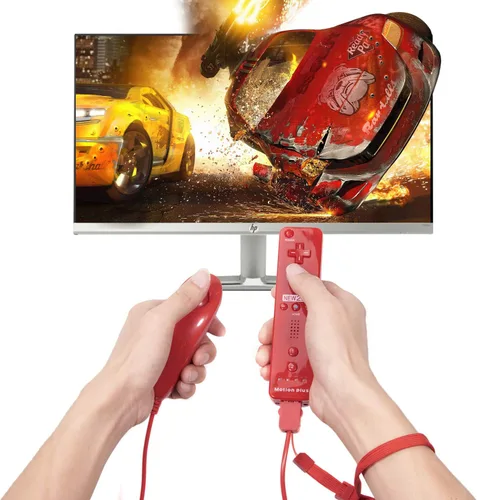 Vista 7 de 2 Pack Nunchuck Controller for Wii, MODESLAB Gampad Joystick Remote Replacement Compatible for Wii Wii U Game (BlackRed)