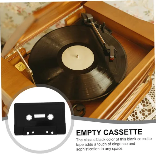 Vista 7 de 4 cintas de casete en blanco negro para grabación de audio clásica, casetes vacíos para manualidades y decoración de pared, estilo retro, oficina