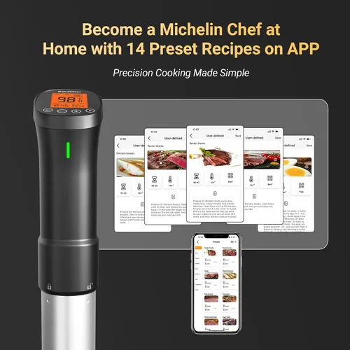 Vista 3 de INKBIRD Wifi Sous Vide Cocina, Máquina Sous Vide de 1000W, Circulador de Inmersión con Control Remoto con Aplicación, Recetas, Temporizador, Alarma
