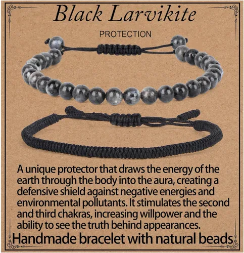 Vista 45 de LPBeads Pulsera de piedra natural hecha a mano de tamaño ajustable