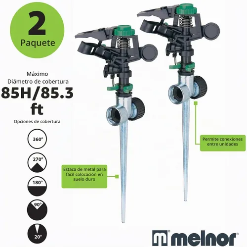 Vista 3 de Melnor 65176AMZ - Paquete doble de aspersor pulsante con pico de metal