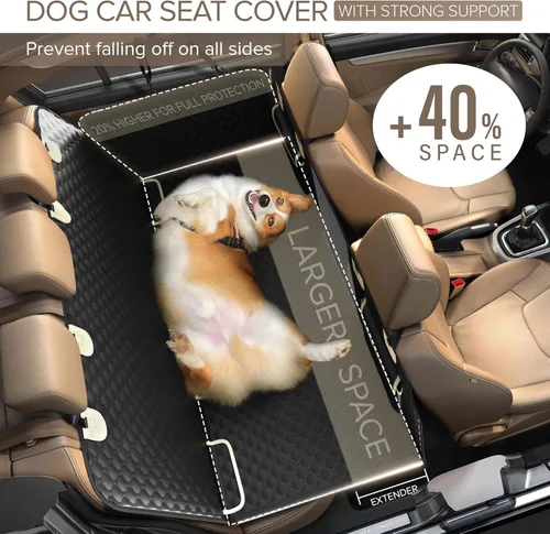 Vista 2 de SHARLOVY - Funda y extensor de asiento trasero para perros grandes, resistente y duradera, ideal para masticadores agresivos. Tipo hamaca, funciona