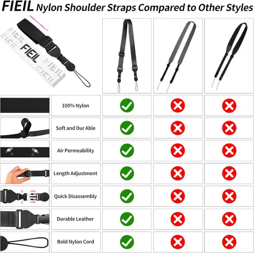 Vista 5 de FIEIL Correa de hombro ajustable, correa de nailon para cámara, cómoda correa para el cuello para iPad, tableta de teléfono celular, cámara, laptop