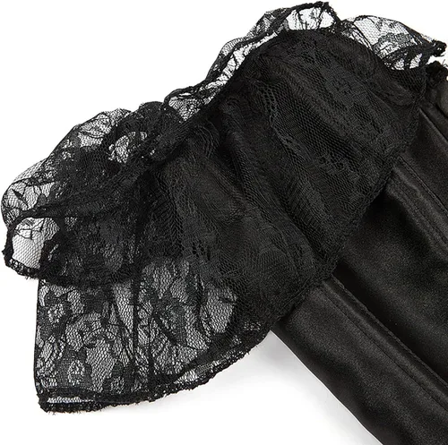 Vista 4 de Chaleco elegante de corsé renacentista con mangas fruncidas y hombros descubiertos para mujer